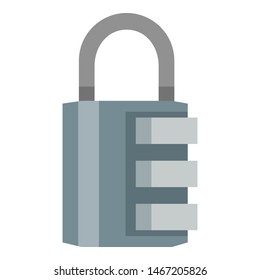 Vector Flat Color Icon - Blue Combination Padlock