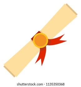 Vector Flat Color Icon - Diploma Scroll
