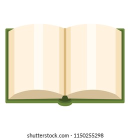 Vector Flat Color Icon - Open Blank Book with Green Cover