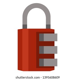 Vector Flat Color Icon - Red Combination Padlock