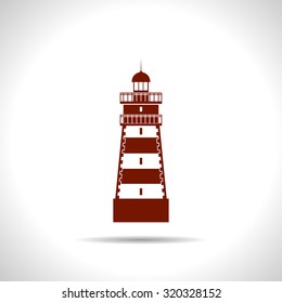Vector flat color lighthouse icon  on white background 