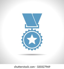 Vector flat color medal icon  on white background . Winner award 