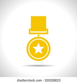 Vector flat color medal icon  on white background . Winner award 