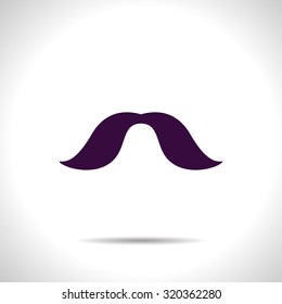 Vector flat color mustache icon  on white background 