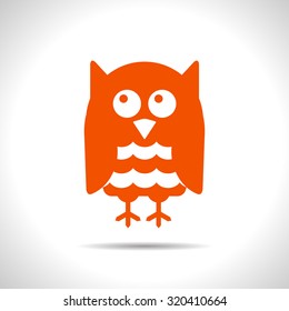 Vector flat color owl icon  on white background 
