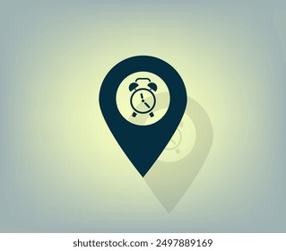 Vector flat color pins with clock icon