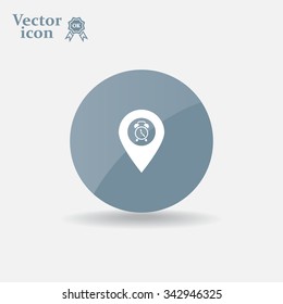 Vector flat color pins with clock icon