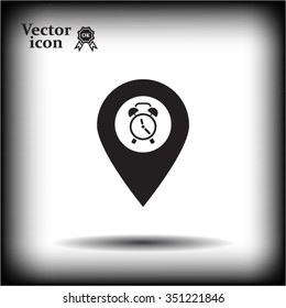 Vector flat color pins with clock icon