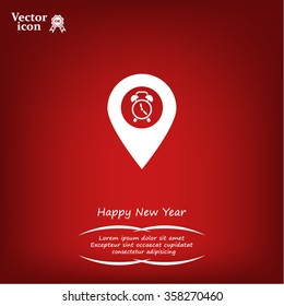 Vector flat color pins with clock icon