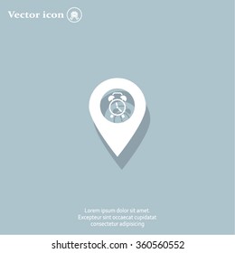 Vector flat color pins with clock icon