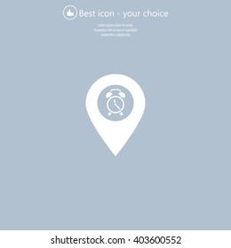 Vector flat color pins with clock icon