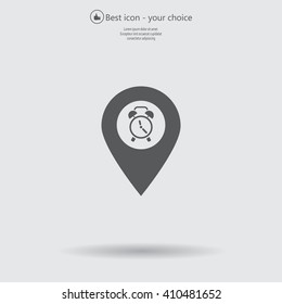 Vector flat color pins with clock icon