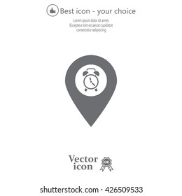 Vector flat color pins with clock icon