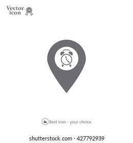 Vector flat color pins with clock icon