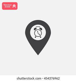 Vector flat color pins with clock icon
