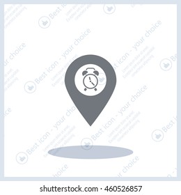 Vector flat color pins with clock icon