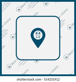 Vector flat color pins with clock icon