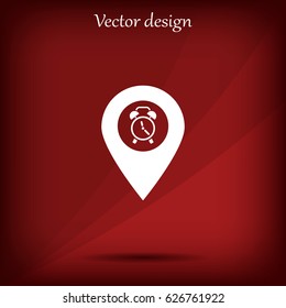 Vector flat color pins with clock icon
