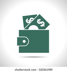 Vector flat color purse icon  on white background 
