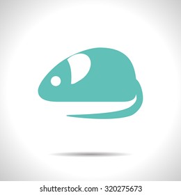 Vector flat color rat or mouse icon  on white background 