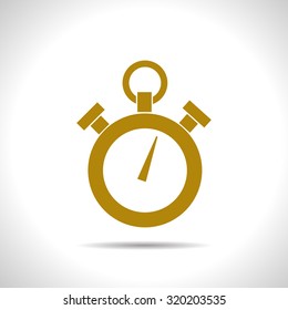 Vector flat color retro stopwatch icon  on white background 