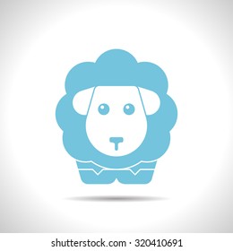 Vector flat color sheep icon  on white background 