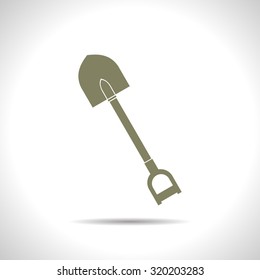 Vector flat color shovel icon  on white background . Industrial equipment 