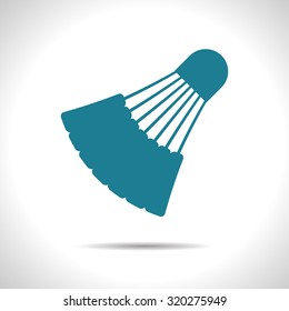 Vector flat color simple badminton icon  on white background 