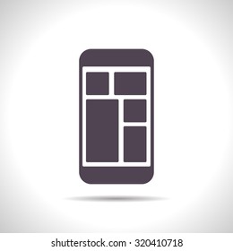 Vector flat color smartphone icon  on white background 