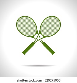 Vector flat color tennis rackets icon  on white background 