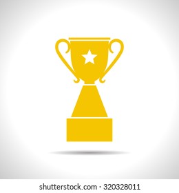 Vector flat color trophy goblet icon  on white background . Winner award 