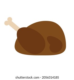 Vector flat colored turkey chicken isolated on white background