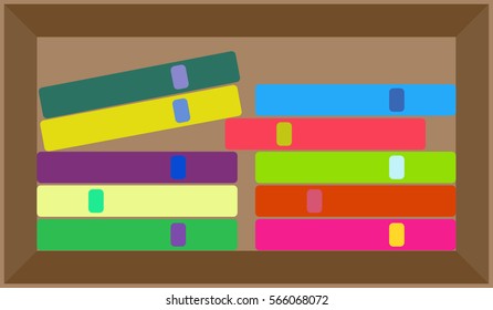vector flat colorful bookshelf layout