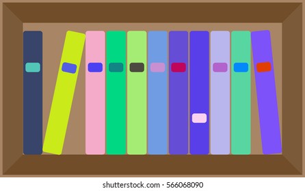 vector flat colorful bookshelf layout