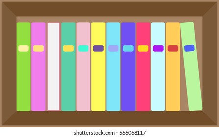 vector flat colorful bookshelf layout