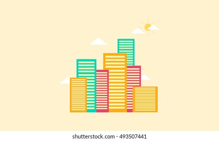 Vector flat of colorful building illustration collection