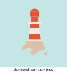 Vector flat colorful hand-painted lighthouse