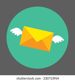 Vector flat colorful icon with fly letter