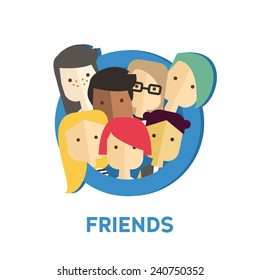 Vector ilustrado de color plano con personas modernas en las redes sociales 