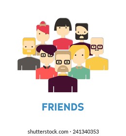 Vector flat colorful illustration with modern people  in social network 