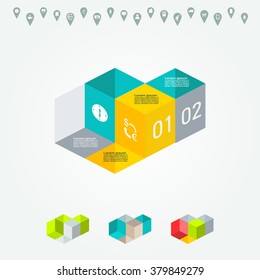 Vector FLAT  colorful infographics for your business presentations. Can be used for info graphics, graphic or website layout vector, numbered banners, diagram, web design.