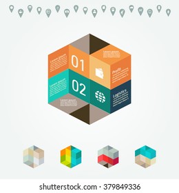 Infografías de color Vector FLAT para sus presentaciones de negocios. Se puede usar para infografía, gráfico o vectores de disposición de sitios web, banners numerados, diagrama, diseño web.