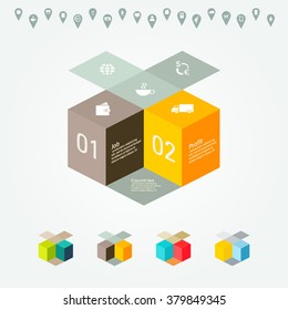 Infografías de color Vector FLAT para sus presentaciones de negocios. Se puede usar para infografía, gráfico o vectores de disposición de sitios web, banners numerados, diagrama, diseño web.