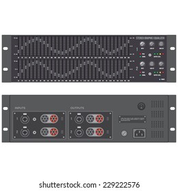 vector flat colors speaker stereo graphic equalizer front back panels
