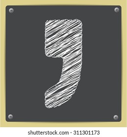 Vector flat comma icon on school blackboard