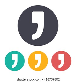 Vector flat comma icon with set of 3 colors  