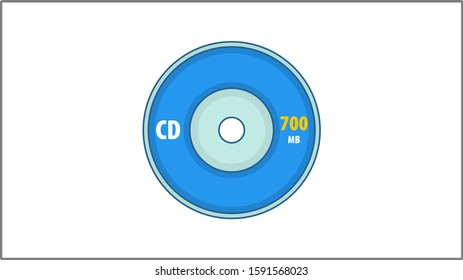 Vector Flat Compact Disc Icon. CD Disc Illustration. Drawing.