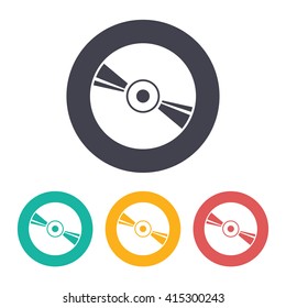 Vector flat compact disc icon with set of 3 colors 