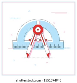 Vector flat compasses icon isolated on white.