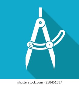 Vector flat compasses icon isolated on blue background. Eps10 